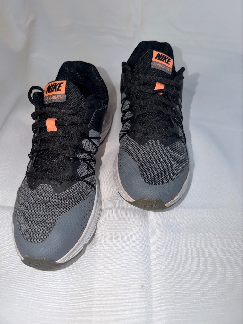 Nike Air Running Shoes Men's Size 8 Gray and Black with Orange Accents